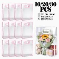 10/20/30 Pcs Sacolas de Presente Transparentes com Alças Recortadas - Sacolas de Presente Reutilizáveis ​​em pvc
