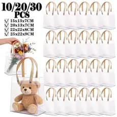 Sacola Transparente Fosca de PVC com Alça - Pequena e Grande - 10/20/30 Peças