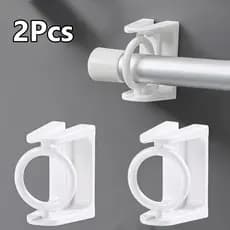 2 Peças Suporte De Vara De Cortina Auto-Adesivo Com Rotação 360 Triangular Sem Furar/Acessórios De Banheiro-GTJ-0031