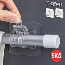 2/4/6/8/10/12 pcs Ganchos Autoadesivos Para Suporte Para Barra de Cortina Adesivo Instalação Sem Pregos-GTJ-0011