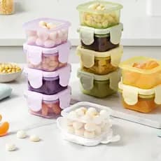 Jogo 2/4/8/12/16 Mini Potes Congelar Papinha Tampa Hermética Porta Leite em Pó Fruta Introdução Alimentar-60ml1