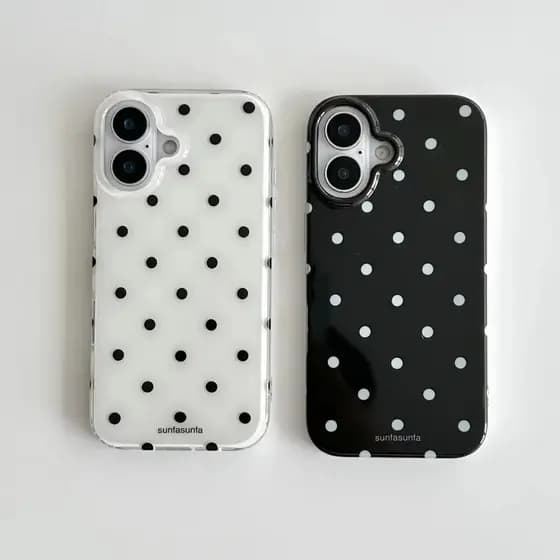 Capinha Capa Simples Bolinhas Para IPhone 13 11 12 14 15 16 17 Air Pro Max Normal Anti-Impacto Silicone Caso