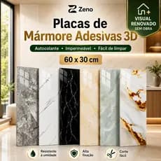 Kit 50 Placas 3D Mármore Adesivo de Parede PVC Lavável 60x30cm