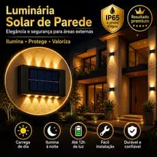 Luminária Solar de Parede LED Luz Quente para Jardim Garagem Área Externa