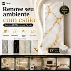 Kit 10 Revestimento de Parede 3D Mármore PVC Impermeável Autocolante