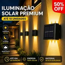 Luminária Solar de Parede LED Impermeável Área Externa Jardim Quintal Casa