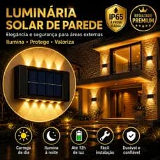 Arandela Solar Externa LED para Parede Jardim Sacada Muro Impermeável