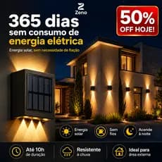 Luminária Solar de Parede LED Impermeável Área Externa Jardim Quintal Casa