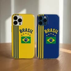 Capinha Para iPhone 16 15 14 Plus 17 13 12 Pro Max XR Normal Bandeira do Brasil Anti-Risque
