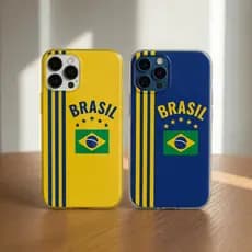 Bandeira do Brasil Capinha Para iPhone 16 15 14 Plus 17 13 12 Pro Max XR Normal Silicone Macia Proteção