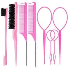 ZVOREI Conjunto de 8 Escovas de Cabelo com 4 Ferramentas para Pentear a Raiz do Cabelo, 1 Escova de Cabelo com Cerdas pa