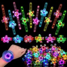 6/12 Unidades de Pulseiras Giratórias LED Luminosas, Brinquedos Anti-stress que Brilham no Escuro, Lembrancinhas de Fest