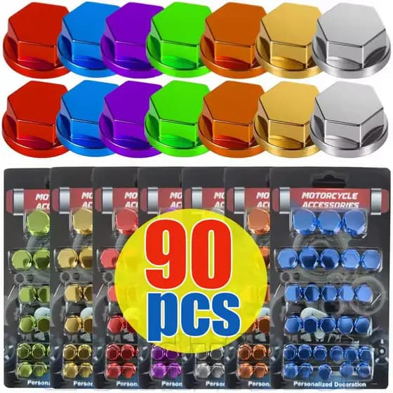 Conjunto de 30-90 Peças de Tampas Hexagonais para Motocicleta - Tampa Hexagonal para Modificação - Acabamento Veículo el