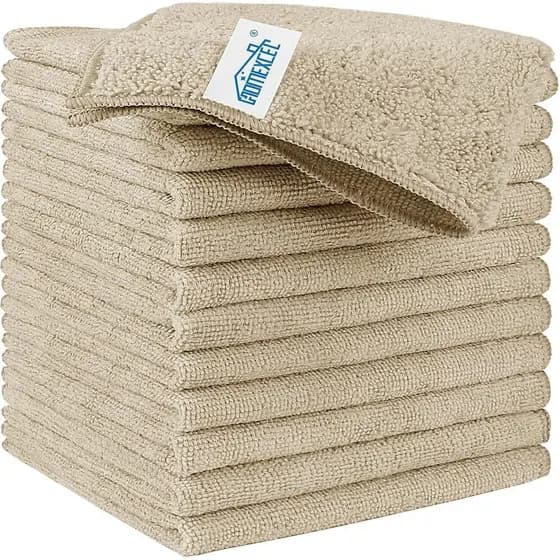 Pano de Limpeza de Microfibra Marrom HOMEXCEL, Pacote com 12 Toalhas de Microfibra Premium para Carros, Sem Pelos, Sem A
