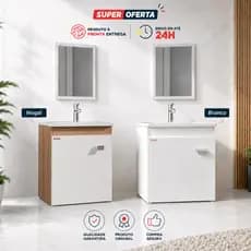 Balcão Banheiro Kit Econômico Suspenso 40cm Nogal ou Branco
