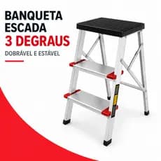 Banqueta Aluminio Escada 3 Degraus Confort Residencial Casa