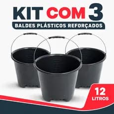 Kit 3 Baldes Reforçados  Com Pegador em Baixo