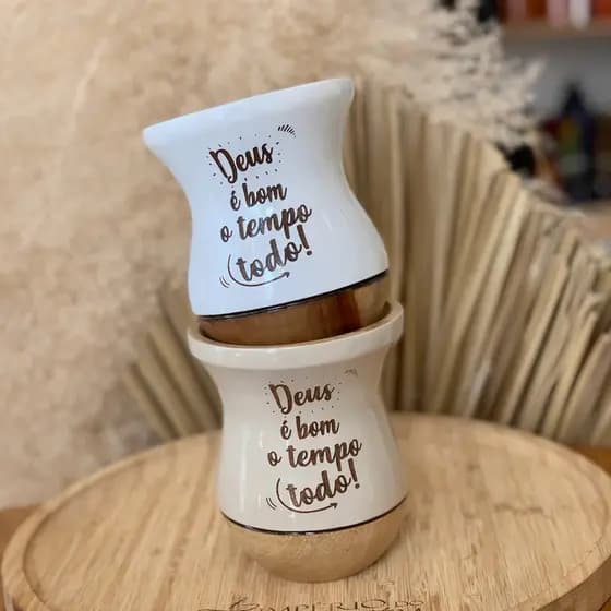 Kit Cuia de Chimarrão Personalizado a Laser com Frase Logo Nome