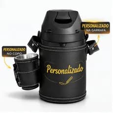 Kit Tereré Garrafa Térmica 2,5 Litros com Copo Inox Personalizado em Bordado