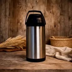 Garrafa Térmica Aço Inox Detalhes em Preto 5L Água Quente e Frio Café Tereré Chá
