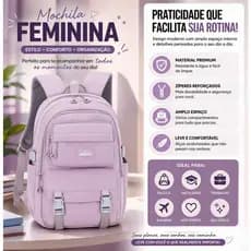 Mochila Bolsa Media Impermeavel Feminina Escolar-Trabalho-Viagem 6017