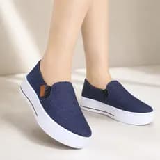 Tênis Slip On Feminino Azul com Zíper Lateral Leve Calce Fácil Conforto e Estilo Dia a Dia