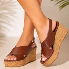 Sandália Feminina Tamanco Plataforma Cortiça Anabela Confortável Casual Premium Promoção