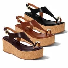 Sandália Feminina Tamanco Plataforma Cortiça Anabela Confortável Casual Antiderrapante Promoção