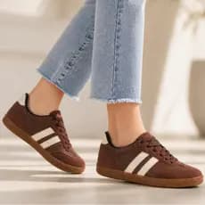 Tênis Feminino Casual Sapatênis Retrô Confortável Com Cadarço Sola Baixa Para Dia a Dia