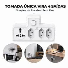 Adaptador de Tomadas Múltiplas 2500W 10A 14,5cm com Botão Liga e Desliga