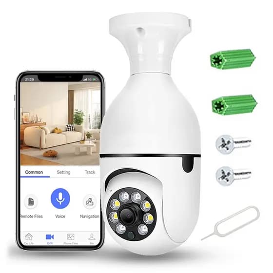 Câmera de Segurança Lâmpada WiFi - Fácil Instalação e Visão Noturna com Infra-vermelho