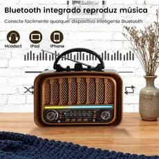 Rádio portátil Bluetooth retrô original KAPBOM FM/AM