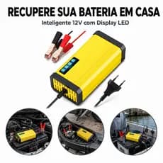 Carregador de bateria para carro/motocicleta com luz indicadora de carregamento.