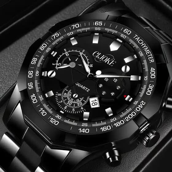 Relógio Masculino De Quartzo À Prova D'água Para Negócios-Pulseira De Aço Inoxidável Original , Presente Perfeito Namora