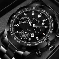 Relógio Masculino De Quartzo À Prova D'água Para Negócios-Pulseira De Aço Inoxidável Original , Presente Perfeito Namora