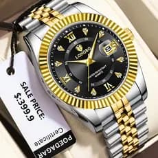 Original Luxury Men's Watch Functional Calendar Stainless Steel Strap With Box A melhor opção para presentes.