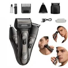 Maquina De Barbear 3 Em 1 Aparador e Depilador de Pelos Elétrico Cabelo Nariz Barba Corpo USB Lavável Bateria Longa