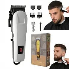 Máquina de Cortar Cabelo Profissional Sem Fio Display LCD Lavável