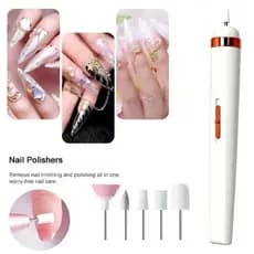 Lixadeira Elétrica de Unha Profissional Portátil USB 5 em 1 LED Manicure Pedicure Unha Gel Baixo Ruído
