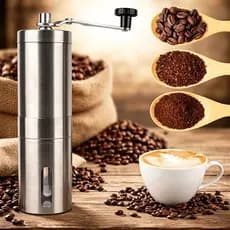Moedor De Café Manual Em Aço Inox E Cerâmica Com Ajuste De Moagem Portátil Grãos Antiderrapante
