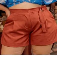Short Feminino Plus Size Alfaiataria Crepe Cós Alto com Elástico nas Costas 48 ao 52 Elegante e Confortável