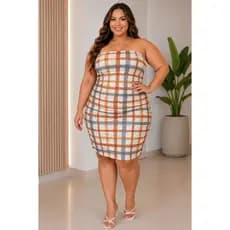 Vestido Plus Size Feminino Moda Verão Romântico Suplex Premium Balada Drapeado Curve Colado