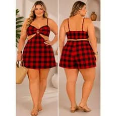 macaquinho plus size feminino Junino macaquinho  plus size macaquinho crepe seda, macaquinho frente saia, macaquinho fe