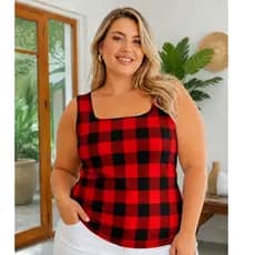 blusa plus size feminina, blusa xadrez plus size, regata plus size feminina, blusa em suplex premium, blusa feminina tam