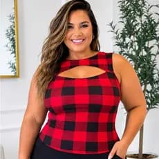 blusa plus size feminina, blusa em suplex, blusa plus size veste 52, blusa feminina estampada, blusa xadrez feminina, bl