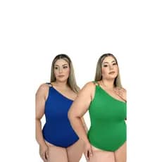 Kit 2 Bodys Feminino Plus Size Microfibra Um Ombro Só Moda Verão Plus Size Curve Casual Elegante 46 ao 50