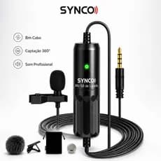 Microfone Lapela Redução Ruído Pareamento Auto Omnidirecional Câmera DSLR iPhone Android PC YouTube Vlog SYNCO S8