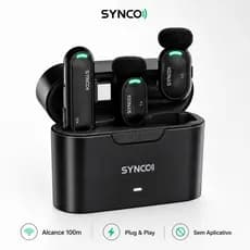 Microfone de Lapela Magnético Sem Fio Tipo-C Cancelamento de Ruído para iPhone Android TikTok YouTube Live Podcast SYNCO