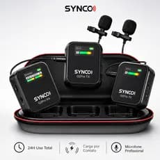 Microfone de Lapela Sem Fio Duplo 2TX Caixa de Carga 8H para Câmera Celular Tablet YouTube Podcast Live SYNCO  G2A2 PRO