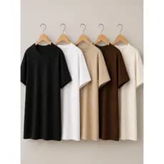 Kit 5 Camisetas Masculina Básica Lisa Gola Redonda